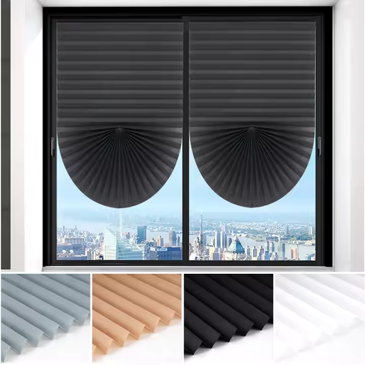 Cortinas De Blackout Adhesivas Para Ventanas Simple Plisadas Zebra De Poliéster 100% Cubierta Para Dormitorio Sala De Estar Balcón Instalación Exterior Moderno - 1