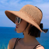 Sombrero De Paja Plegable Ancho Para Mujer Sombrilla De Playa Verano Protección Solar Con Lazo Sombrero De Sol Para Mujer - details 8