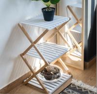 Estantería Plegable de Madera Marrón y Blanco - Multiuso - Estantería de bambú 3/4 baldas - details 0