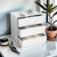 Caja De Almacenamiento Plegable Con Cajones Multifuncional Estilo Moderno Para Dormitorio Y Escritorio Organizador De Cosméticos Plástico Para El Hogar - details 5