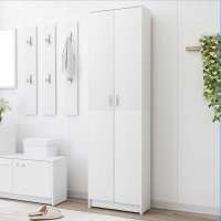 vidaXL Armario de pasillo de madera contrachapada 55x25x189 cm en color Negro/Roble Sonoma/Marrón roble y más | almacenamiento funcional diseño moderno para baño dormitorio sala - details 4