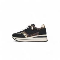Zapatillas de cuña para vestir con decoración de cremallera color blanco negro y verde combinados con el dorado JF3547 - details 6