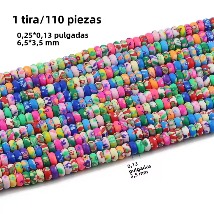 110pcs Cuentas De Arcilla Polimérica Planas Y Redondas Con Estampado Floral Multicolor Para Creación De Joyas DIY Pulseras Collares Aretes - 1