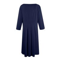 Vestido Largo De Manga Larga Para Mujer Casual Suéter Con Bolsillos Estilo Swing Suelto Cuello Redondo Color Sólido Vestido Robe - details 19