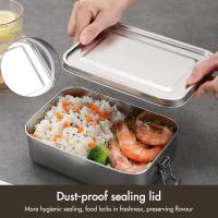 Stainless Steel Lunch Box, 850ML Bento Box with Lock Clip, Leak-Proof Portable Food Storage Container for Salad Sandwich - details 0