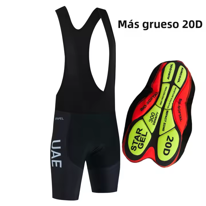 2024 UAE Ciclismo Bib Shorts Para Hombres Y Mujeres 20D Gel Pad Negro Ropa Ciclismo Culottes Secado Rápido Pantalones De Bicicleta - 1