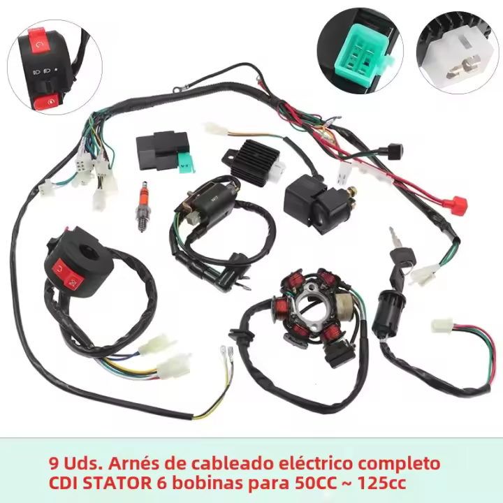 Kit De Cableado Eléctrico Completo CDI STATOR Para Motocicleta ATV Quad Bicicleta De Pista Carrocería 50cc 70cc 90cc 110cc 125cc - 1