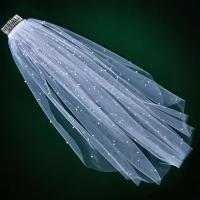Velo De Novia Romántico Con Perlas Y Lentejuelas De Tulle Suave Monedero De Boda Un Capa Para Mujeres Con Peine - details 2