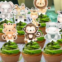 24Pcs Topper De Pastel De Animales Salvajes Para Niños Tigre Elefante Giraffa Decoración De Cumpleaños Selva Selva DIY Suministros De Decoración De Pastel - details 0