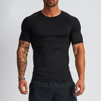 Camiseta De Compresión Para Hombre Con Manga Corta Deporte Fitness Running Baloncesto Gimnasio Ropa Tímidamente Color Negro - details 1