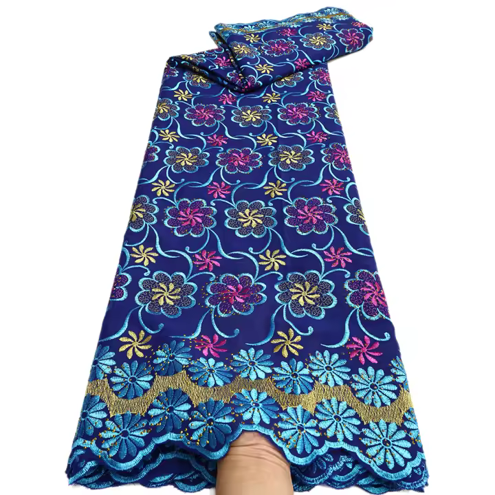Tela De Encaje Africano De Algodón Para Mujer 5 Yardas Ideal Para Vestidos De Boda Y Fiestas Costura Y Bordado - 1