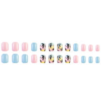 Kit De Uñas Postizas De Presión Para Mujeres Y Niñas 24 Piezas Juego De Uñas Postizas Cortas Cuadradas Con Diseño De Flores Geométricas Y Brillo Moda Oficina - details 26