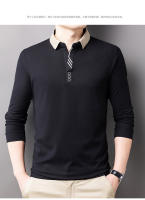 Camisa Polo Casual Para Hombres Con Rayas Y Cuadros Manga Larga Estilo Solido Moda Top De Cuello Redondo Material De Algodón - details 13