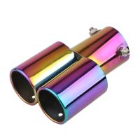 Puntas De Escape De Acero Inoxidable Para Coche Universal Modelo Doble Con Tubo De Eje Azul Accesorios De Muffler - details 11