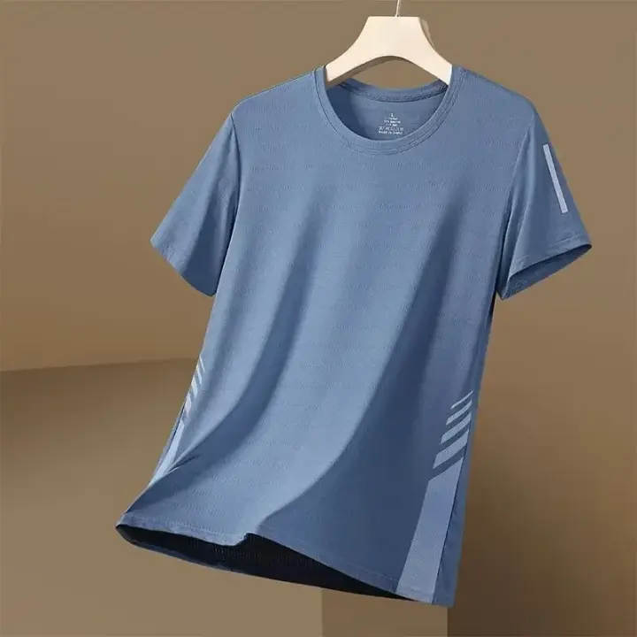 Camiseta De Hombre Para Verano En Seda De Hielo Con Manga Corta Secado Rápido Malla Deporte Fitness Top Casual Transpirable Ligera Y Moisture Wicking - 1