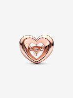 Pandora - Charm de corazón radiante y Piedra-Baño de Oro Rosa de 14 K - details 0