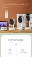 Ventilador Plegable de Viaje de 8 Pulgadas con Mando a Distancia - Ventilador Portátil de Pie Ultraportátil, Ideal para Hogar, Oficina y Camping. 3 Velocidades, Batería Recargable de 7200 mAh, Oscilación Automática y Funcionalidad de Mesa con Base Ultrasi - details 0