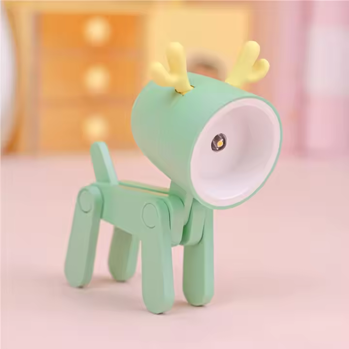 Bonita Luz de noche para niños, de Mesa minilámpara LED, Lámpara decorativa para Mesita de noche de Interior, decoración de Navidad (1 Ciervo Verde) - 1