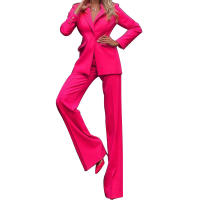 BAMBOOBOY Conjunto De Traje Casual Para Mujer Con Blazer Y Pantalones Rectos De Pierna Larga Moda Otoño Primavera Oficina - details 6