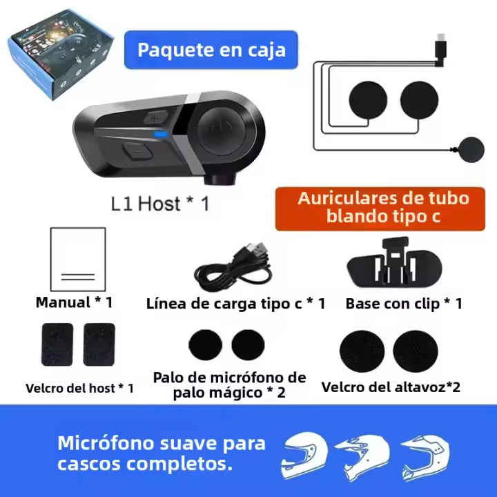 Auriculares Inalámbricos Bluetooth 5.3 Para Casco De Motocicleta Resistente Al Agua Con Llamadas Hands-Free Reproductor De Música Compatible Con Teléfono - 1