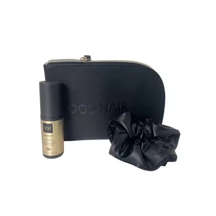 Set de regalo Ghd Style: Neceser con Bodyguard de viaje, spray protector térmico y coletero Negro - 1