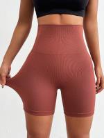 Shorts De Motociclista Para Mujer 6 Pulgadas Cintura Alta Ejercicio Running Voleibol Yoga Sin Costuras Transpirables De Nylon Y Spandex - details 8