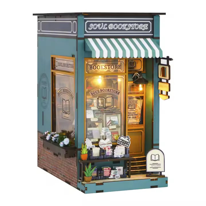 DAM. Librería Alma. Book Nook realista con gran detalle, cubierta y luces led. 21x13x23cm. - 1