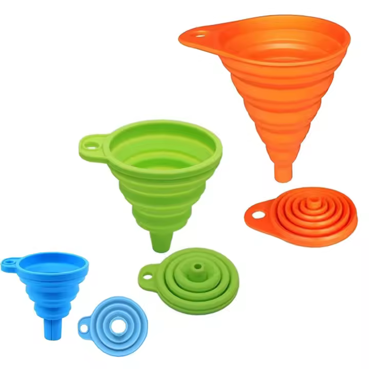 Embudo plegable de 3 piezas, juego de embudos de silicona de colores del Arco Iris, pequeño y grande - 1