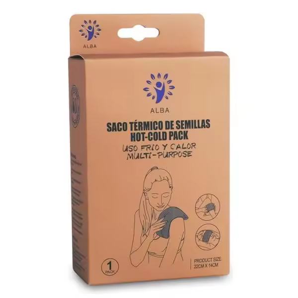 Saco térmico de semillas minerales ALBA. Saquito térmico para microondas 22x14cm. Para calentar en el microondas o enfriar en el congelador Con micro perlas naturales no tóxicas y respetuosas con el medio ambiente. - 1