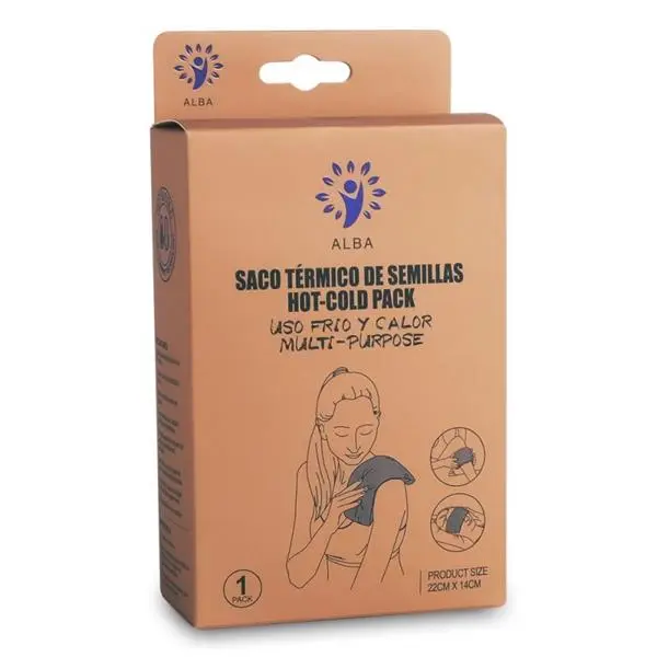 Saco térmico de semillas minerales ALBA. Saquito térmico para microondas 22x14cm. Para calentar en el microondas o enfriar en el congelador Con micro perlas naturales no tóxicas y respetuosas con el medio ambiente. - 1