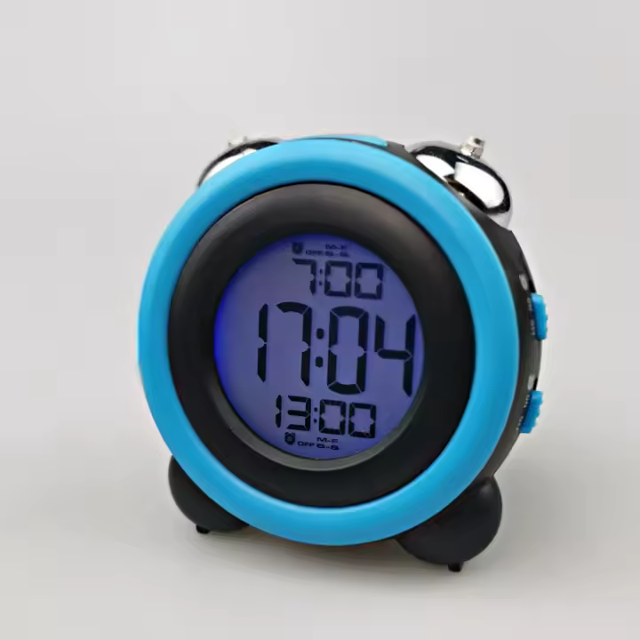 Reloj despertador Ruidoso que no holds Tictac, funciona con Pilas, Con FUNCIÓN DE Repetición y Luz Nocturna para personas que diermen profundo, color Azul y Negro - 1