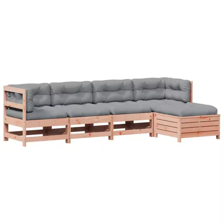 vidaXL Juego de muebles jardín 5 pzas y cojines madera abeto Douglas - 1