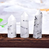 Piedra De Hechicero De Turmalina Negra Natural Cuarzo Hexagonal Prisma 50-80mm Obelisco Varita Piedra De Tratamiento Regalo DIY 1PC - details 1