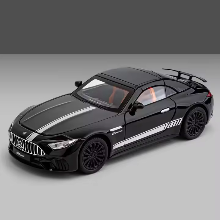 Coche De Deportes Mercedes-Benz SL63 Escala 1:22 Modelo De Aleación Con Sonido Y Luz Coche Miniatura Para Colección Y Juguete Para Niños C398 - 1