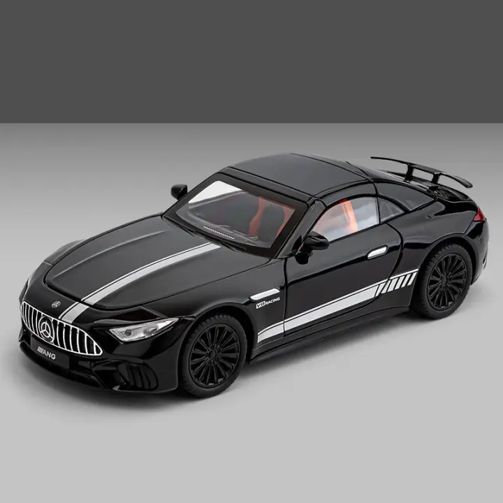 Coche De Deportes Mercedes-Benz SL63 Escala 1:22 Modelo De Aleación Con Sonido Y Luz Coche Miniatura Para Colección Y Juguete Para Niños C398 - 1