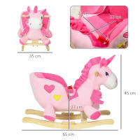 HOMCOM Caballito Balancín para Bebés 18-36 Meses Caballo Balancín en Forma de Unicornio con Música Cinturón de Seguridad Manillar y Reposapiés Carga 30 kg 65x35x45 cm Rosa - details 2