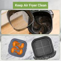 Moldes Silicona Freidora de Aire, 2 Piezas Bandeja Accesorios para Freidora sin Aceite Reutilizable Recipientes Cuadrado Cesta Utensilios para Air Fryer, Microondas, Horno (Azul Claro+Gris) - details 4