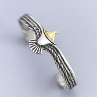 Pulsera De Codo Vintage Con Águila Calva Plata Enchapada Pulsera De Alas De Águila Para Joyería Vikinga Y Americana Unisex - details 2