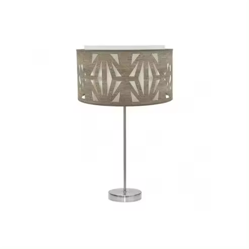 FABRILAMP Lámpara de Mesa Sobremesa Alto Katerina 1xe27 Niquel/madera Gris 61x30x30 Cm - Diseño Elegante - 1