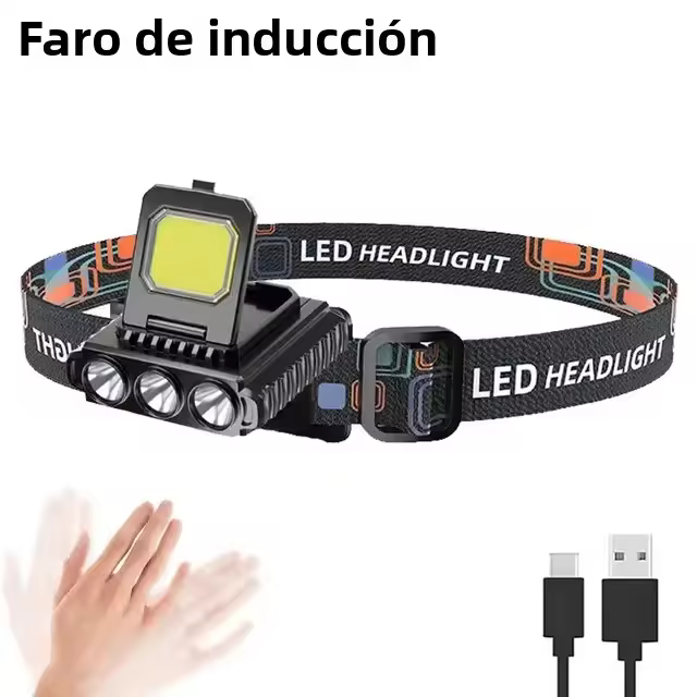 Linterna Frontal LED COB Recargable Con Doble Fuente De Iluminación Luz Roja De Emergencia Para Exteriores Con Clip Para Gorra Resistente Al Agua - 1