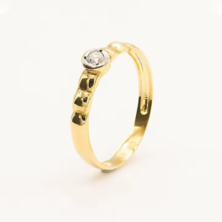 Anillo Bicolor Oro 18 Kilates con Circonita Central - Joyería de Oro SM JOYEROS - 1