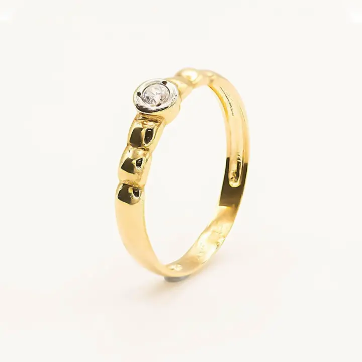 Anillo Bicolor Oro 18 Kilates con Circonita Central - Joyería de Oro SM JOYEROS - 1