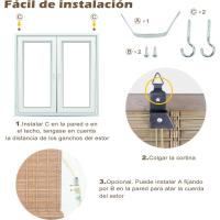 Cortina Persiana Estor de Bambú Cortina Enrollable para Ventana y Puerta Cortina  Varias Medidas Estores 100% Bamboo  Cortina Persiana de Madera Incluye Accesorios - details 5