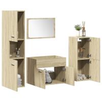 vidaXL Juego muebles de baño 4 pzas madera contrachapada en color Gris hormigón/Roble Sonoma | almacenamiento funcional diseño moderno para baño dormitorio sala - details 1