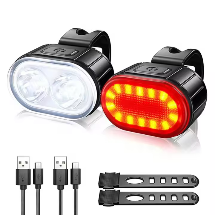 Juego De Luces Delanteras Y Traseras Para Bicicleta USB Recargable Lámpara De Cabeza LED Impermeable Luces De Bicicleta MTB Accesorios De Bicicleta - 1
