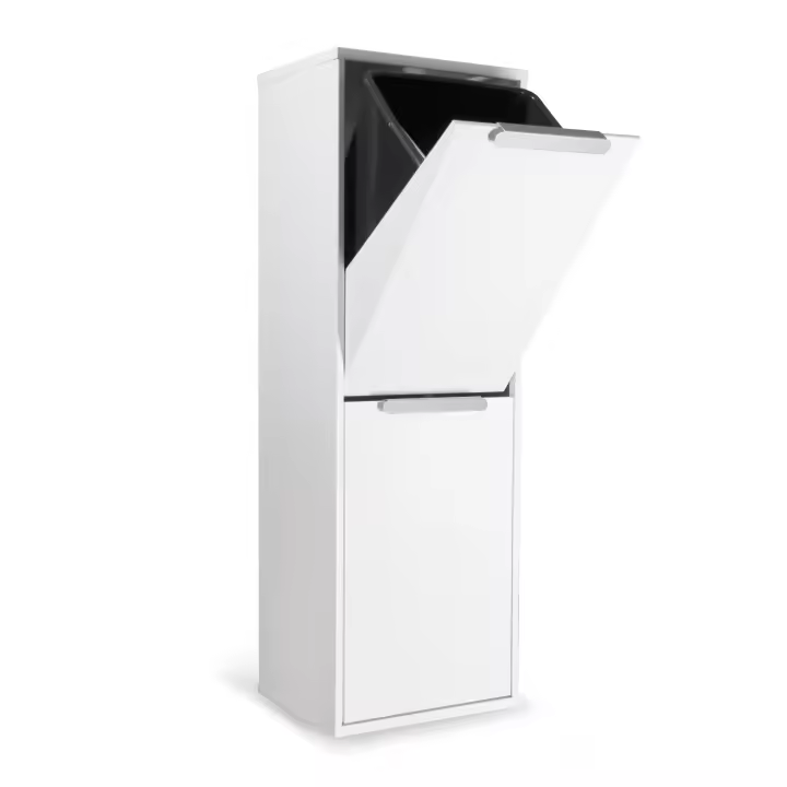 Arregui Ecoclas CR201-E Cubo de basura y reciclaje de acero de 2 cubos, mueble de reciclaje, 2 x 17 L (34 L) blanco - 1