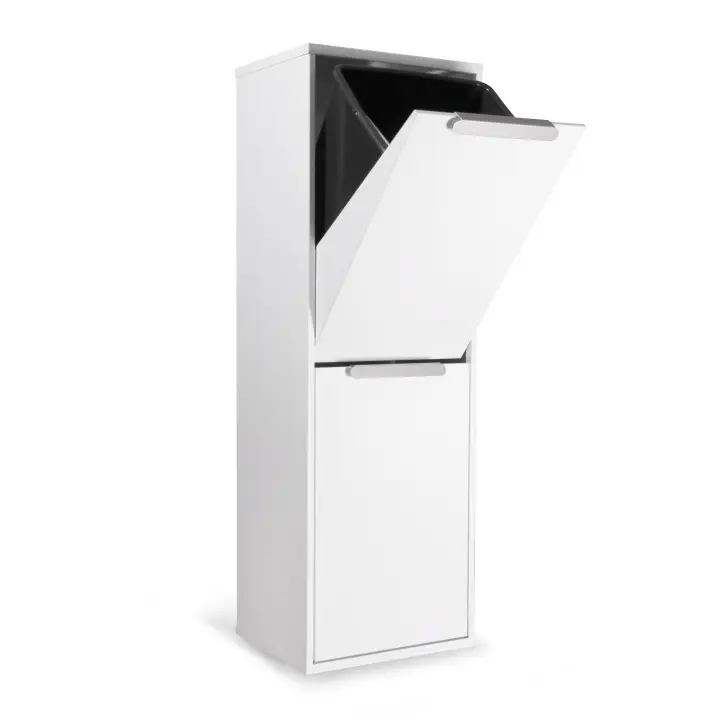Arregui Ecoclas CR201-E Cubo de basura y reciclaje de acero de 2 cubos, mueble de reciclaje, 2 x 17 L (34 L) blanco - 1