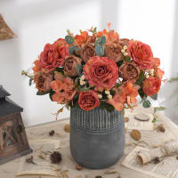 Bouquet De Flores Artificiales Con Hydrangea Y Peonías Sintéticas Para Decoración De Hogar Y Bodas Centros De Mesa Falsas - details 6