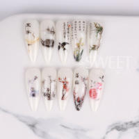 10pcs De Foils Para Uñas Con Diseño De Carácter Chino Arco Iris Bambú Pescado Flor Periquito Adhesivo Para Gel De Uñas Decoración De Manicura - details 4