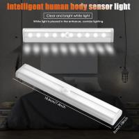 2 Piezas Luz Armario, 10 LED Luz Nocturna con Sensor de Movimiento, Funciona con Pilas, Lámpara Nocturna con Tira Magnética Adhesiva, Luces de Noche para Pasillo, Escalerav, Cocina, Garaje - details 1